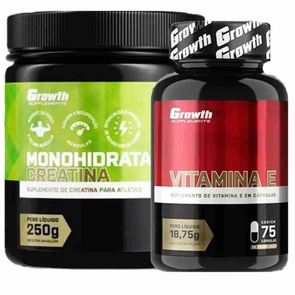 Creatina Monohidratada 250g Vitamina E 75 Caps Growth No Shoptime