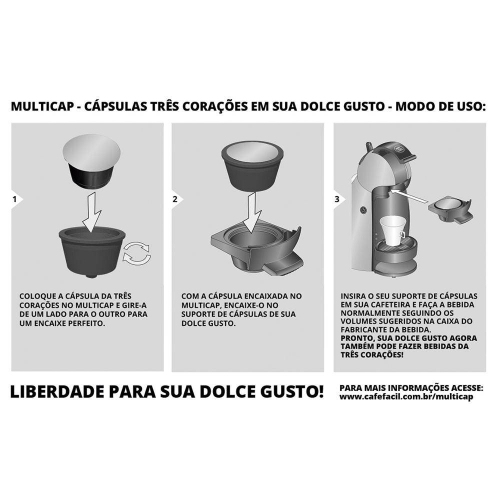 Multicap Adaptador de cápsulas Três para Cafeteiras Dolce Gusto em