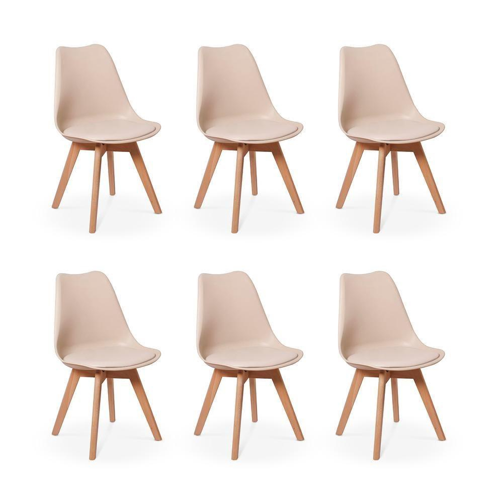 Conjunto 06 Cadeiras Eames Wood Leda Design Nude No Shoptime