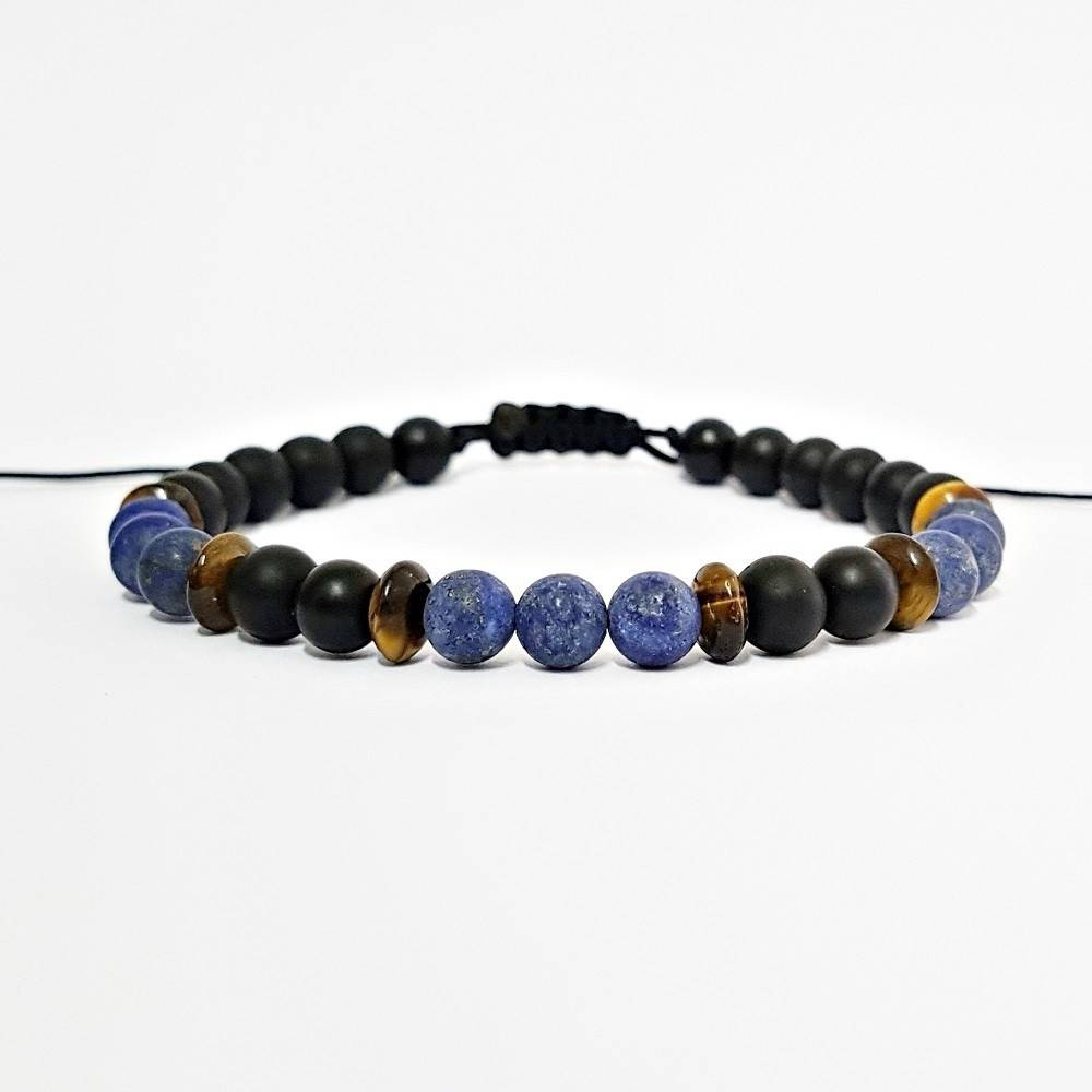 Pulseira Masculina Pedras Nix Olho De Tigre L Pis Lazuli No Shoptime