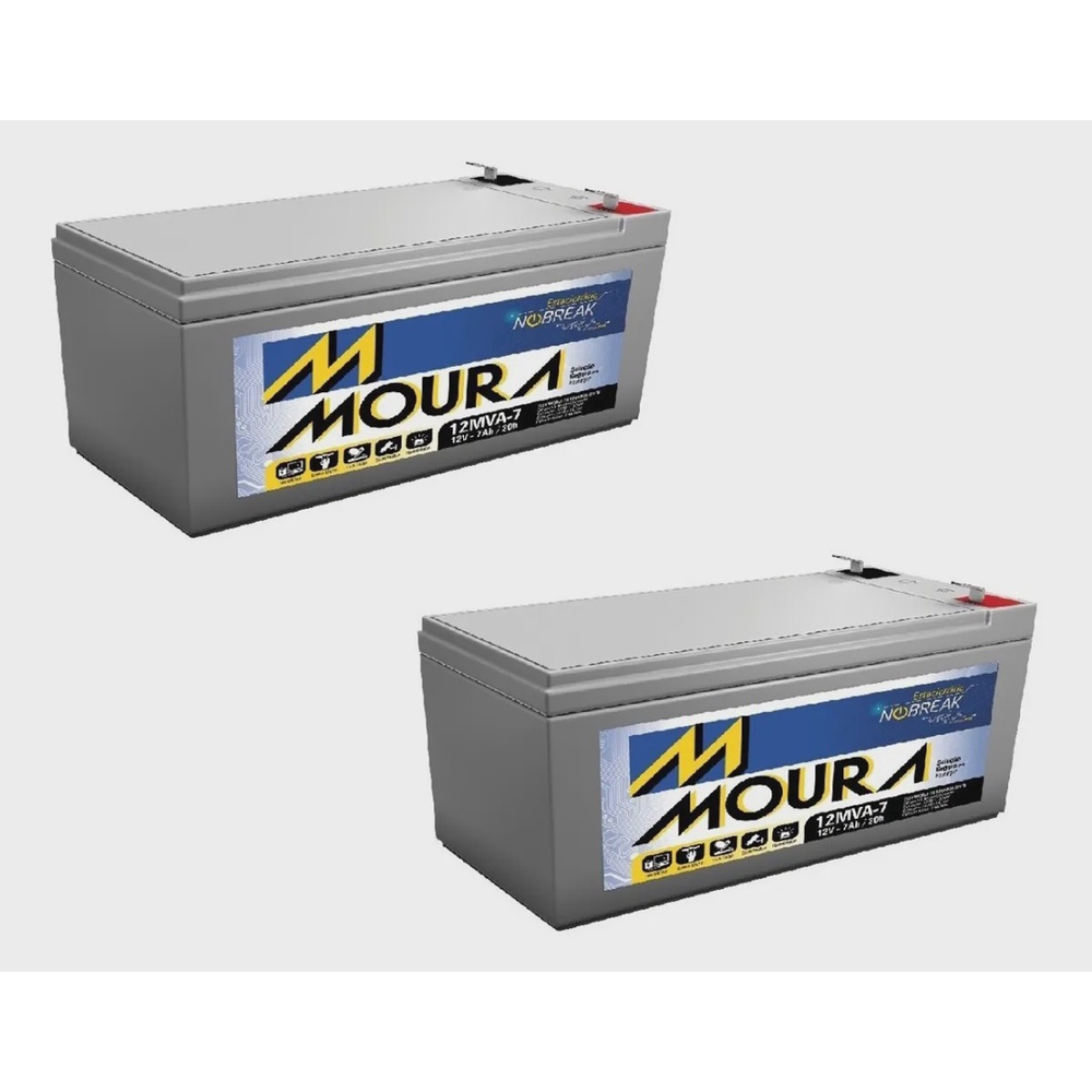 Kit 2 Bateria Moura Vrla Selada 12v 7ah Alarme Nobreak em Promoção