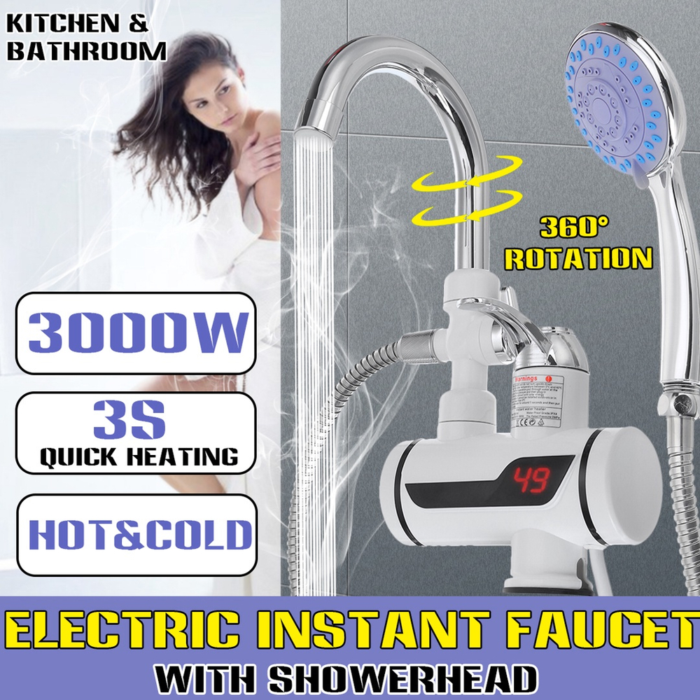 Aquecedor elétrico de água 3000W 220V Aquecimento instantâneo 3s Tela