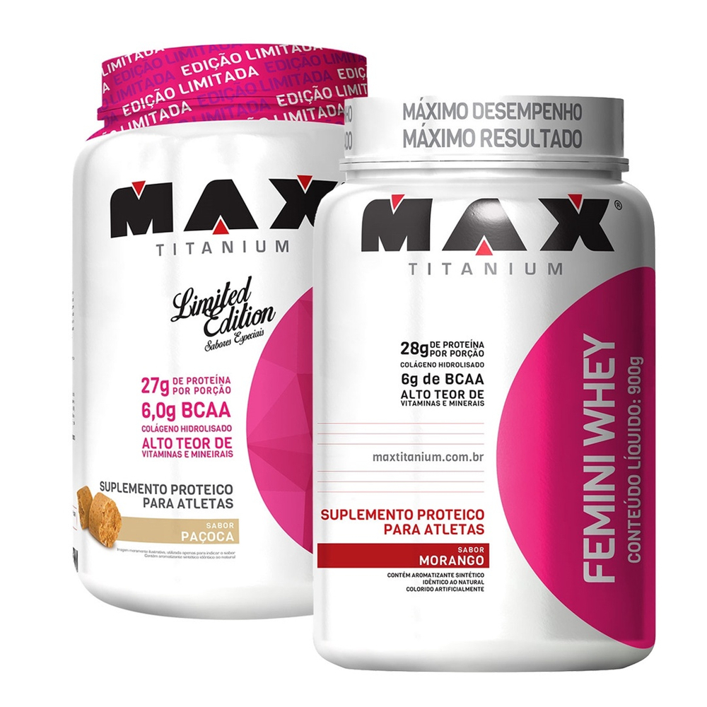 Combo 2 Un Whey Protein Concentrado Femini Whey Max Titanium