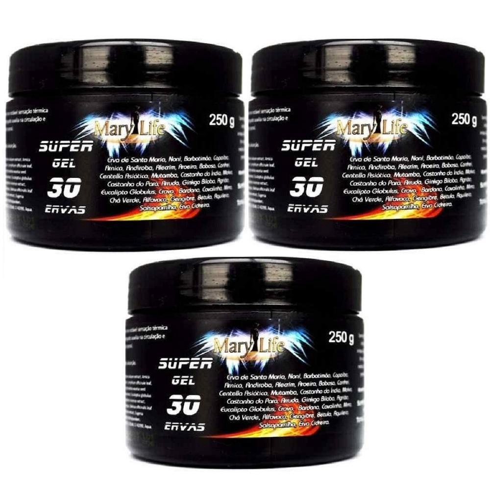 Kit 3 Super Gel 30 Ervas 250G Super Potencia Para Conforto Submarino