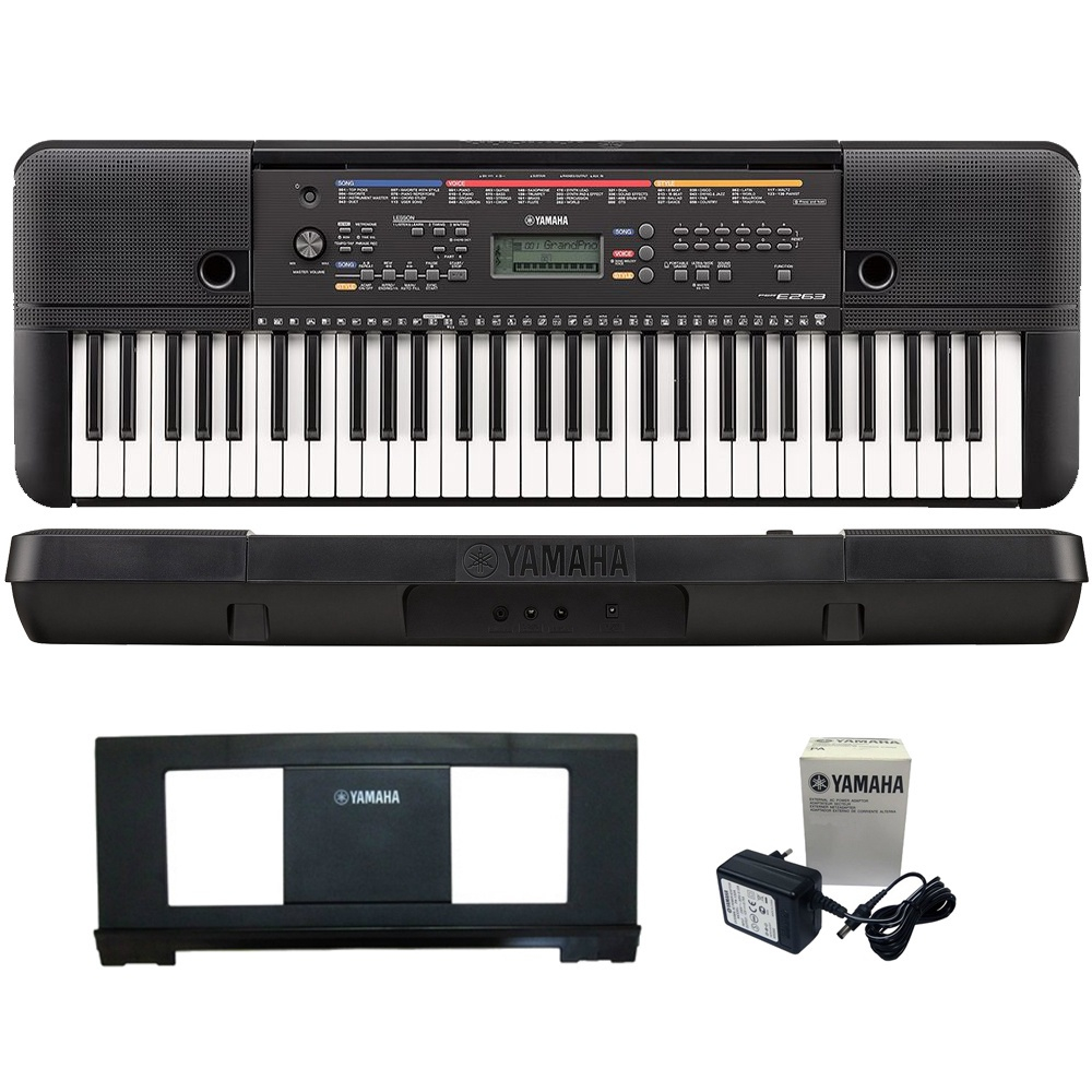 Kit Teclado Arranjador 61 Teclas Psr E263 Preto Yamaha Capa Suporte