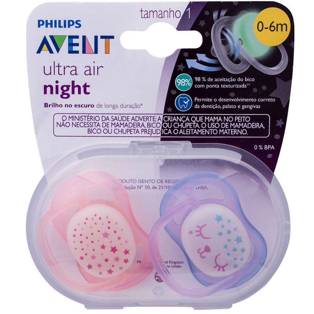 Chupeta Ultra Air Dupla Night Time 0 6 Meses Menina Avent No Shoptime