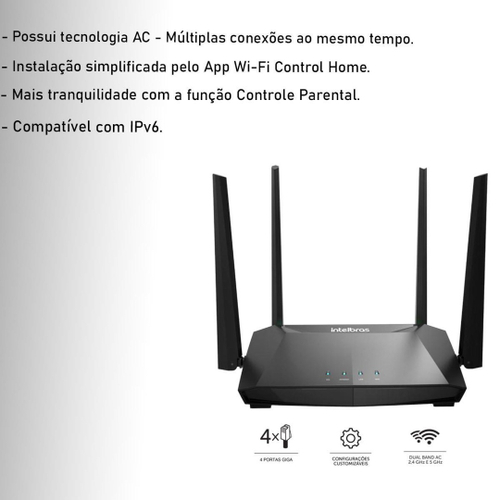 Roteador Intelbras Action Rg1200 Dual Ac1200 Mbps Gigabit em Promoção