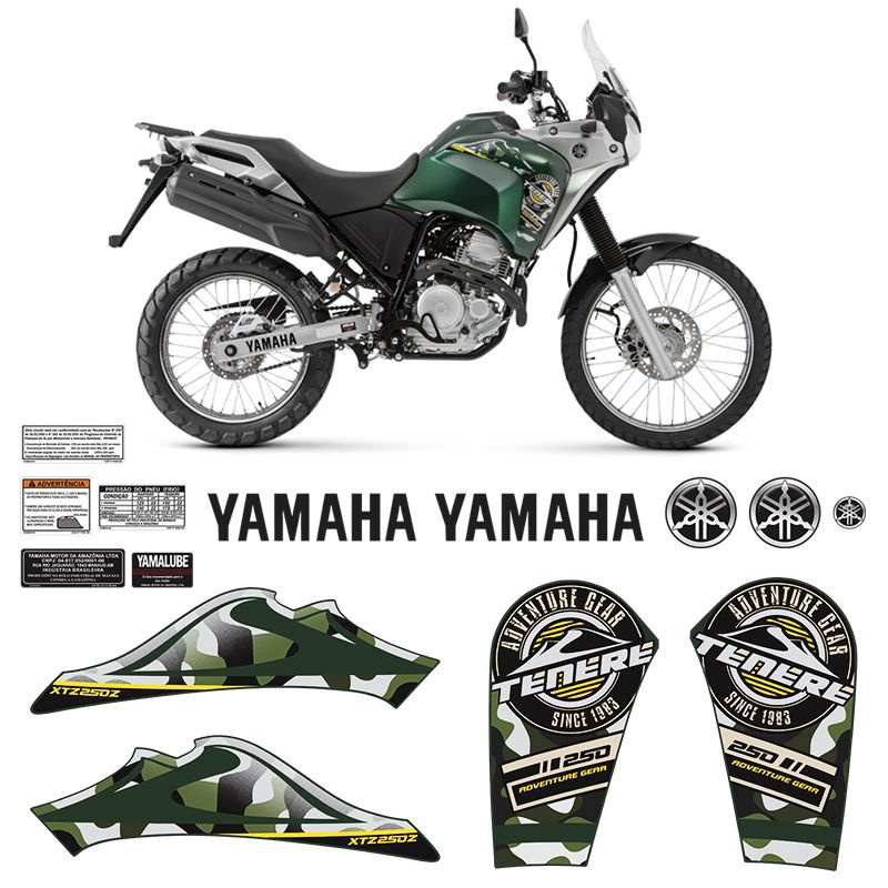 Kit Adesivo Tenere Moto Yamaha Emblemas Tanque Submarino