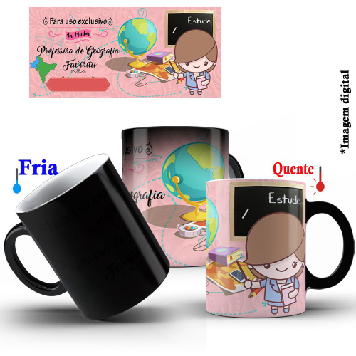 Caneca Mágica de Porcelana Presente 325ml Profissões Minha Professora