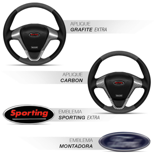 Volante Esportivo Ford Titanium Preto E Grafite Aplique Carbon Sem Cubo