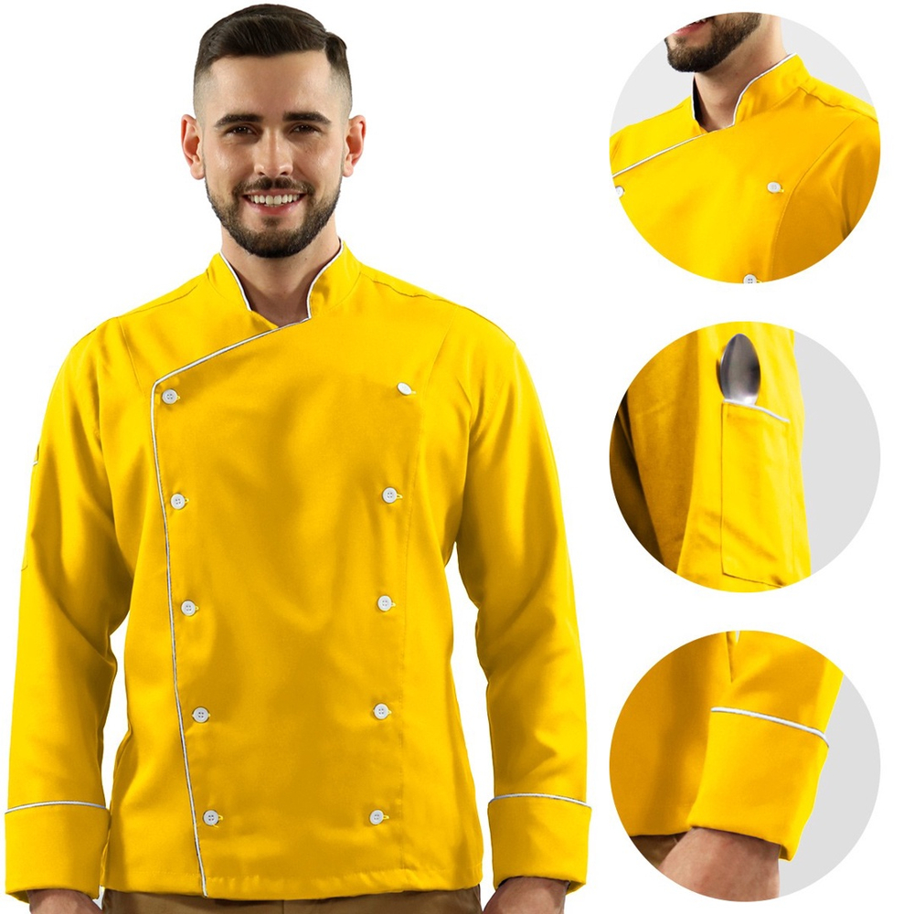 D Lm Chef De Cozinha Amarelo Unissex Oxford Poli Ster Em Promo O