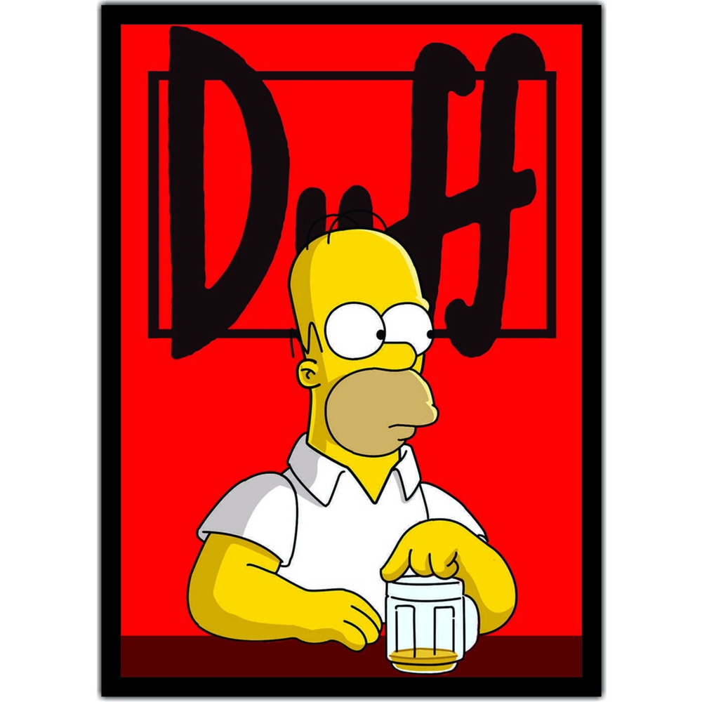 Quadro Decorativo Homer Simpsons Duff Cerveja Bar Moldura Submarino