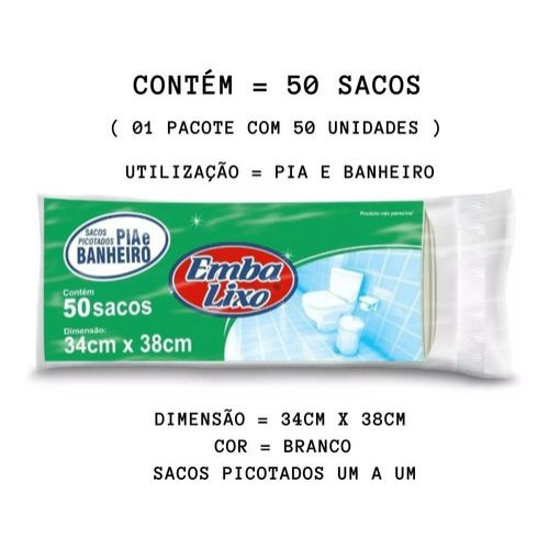 Sacos Lixo Litros Pia Banheiro Branco Rolo Embalixo Submarino