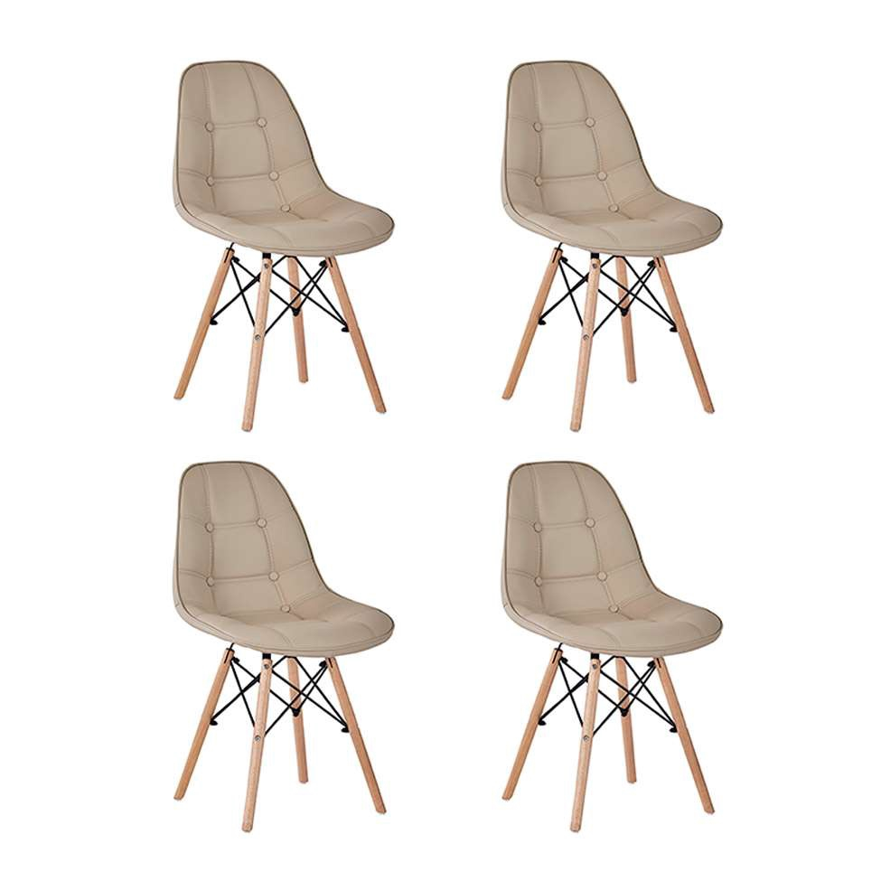 Conjunto Cadeiras Charles Eames Eiffel Estofada Nude Em Promo O