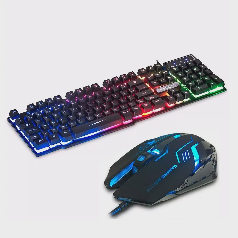 Kit Gamer Teclado Semi Mec Nico C Ilumina O Led Rgb Mouse Preto