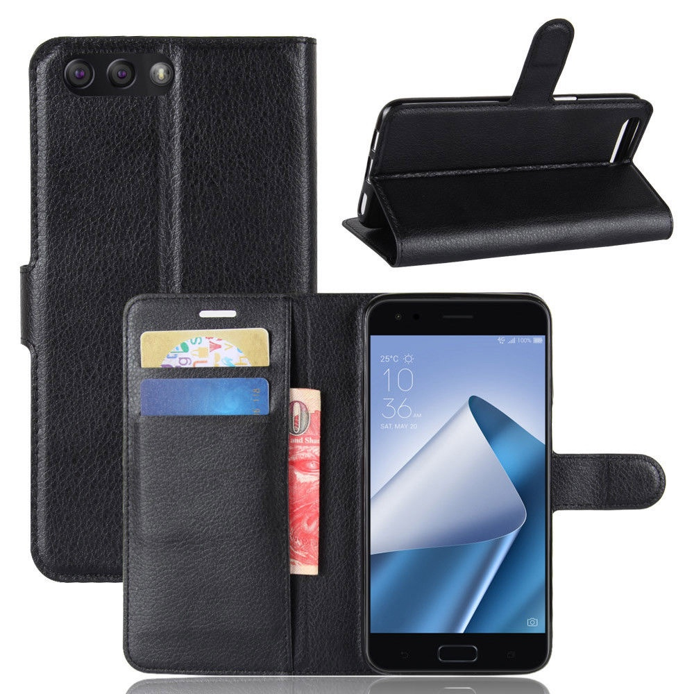 Kit Capa Carteira Couro Zenfone 4 Ze554kl E Película Vidro em Promoção