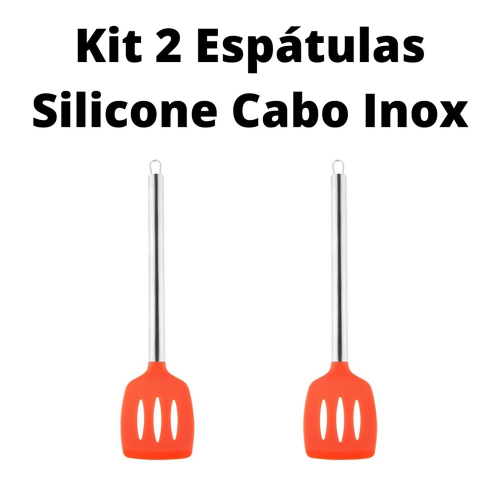 Kit C Esp Tula Vazada Cabo Inox Silicone Vermelha Cozinha Submarino