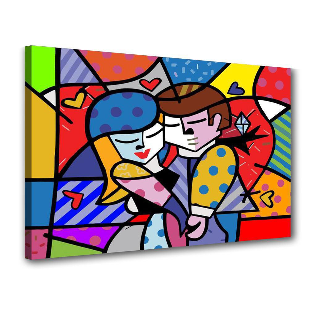 Quadro Decorativo Podium Casal Feliz Romero Britto X Submarino