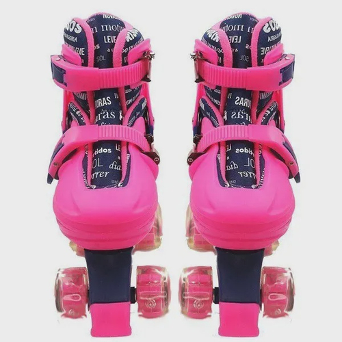 Patins Ajustavel Rodas Paralelas Luz P Rosa Azul Unik