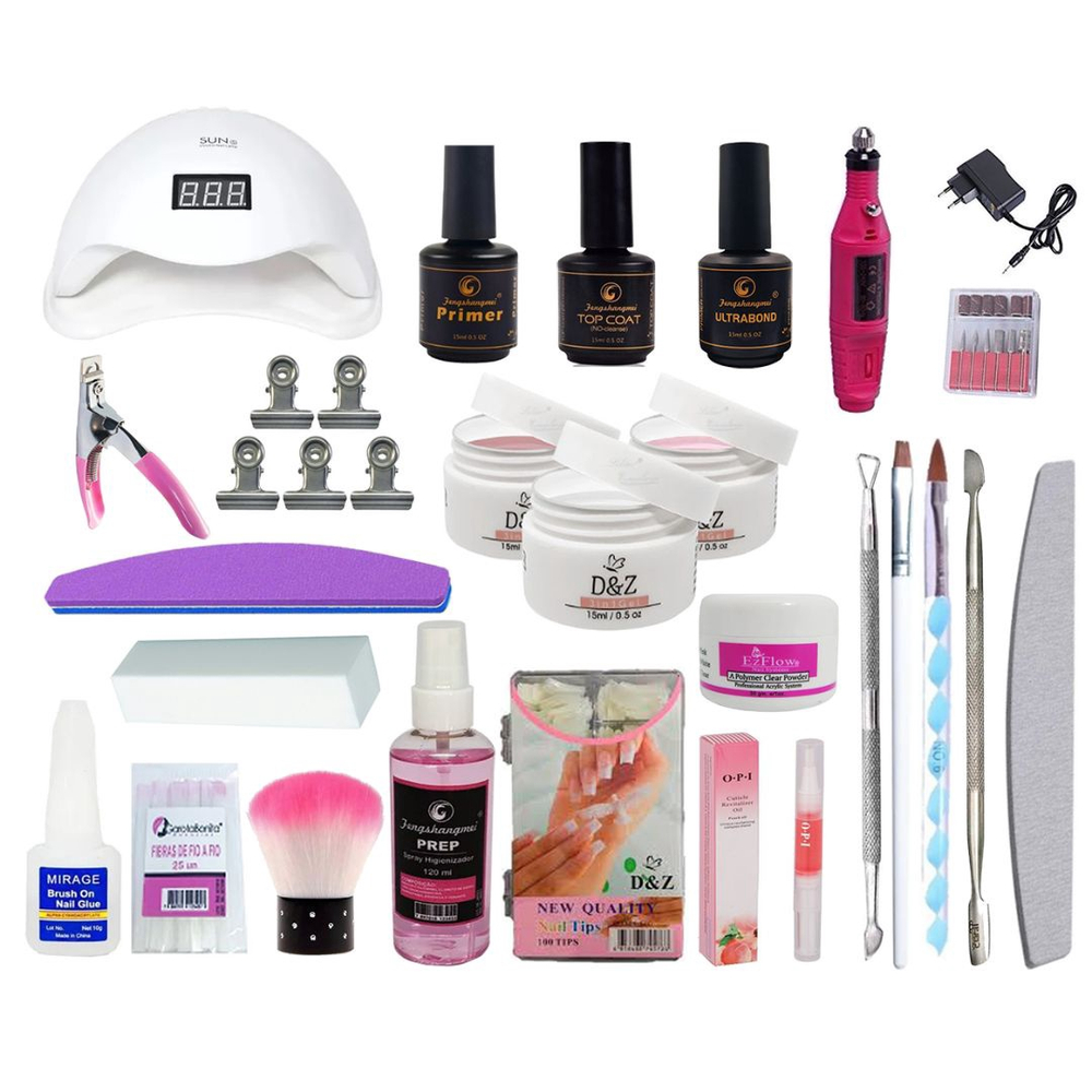 Kit Unhas Acrygel Fibra De Vidro Profissional Alongamento Submarino