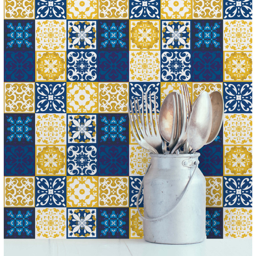 Adesivo de Azulejo Azul Cobalto 20x20 cm 12un em Promoção Ofertas