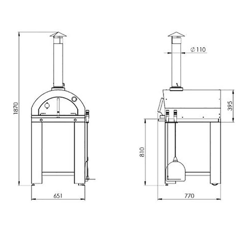 Forno de Pizza a Lenha 610EX Firenze Garden Médio Metávila Preto em