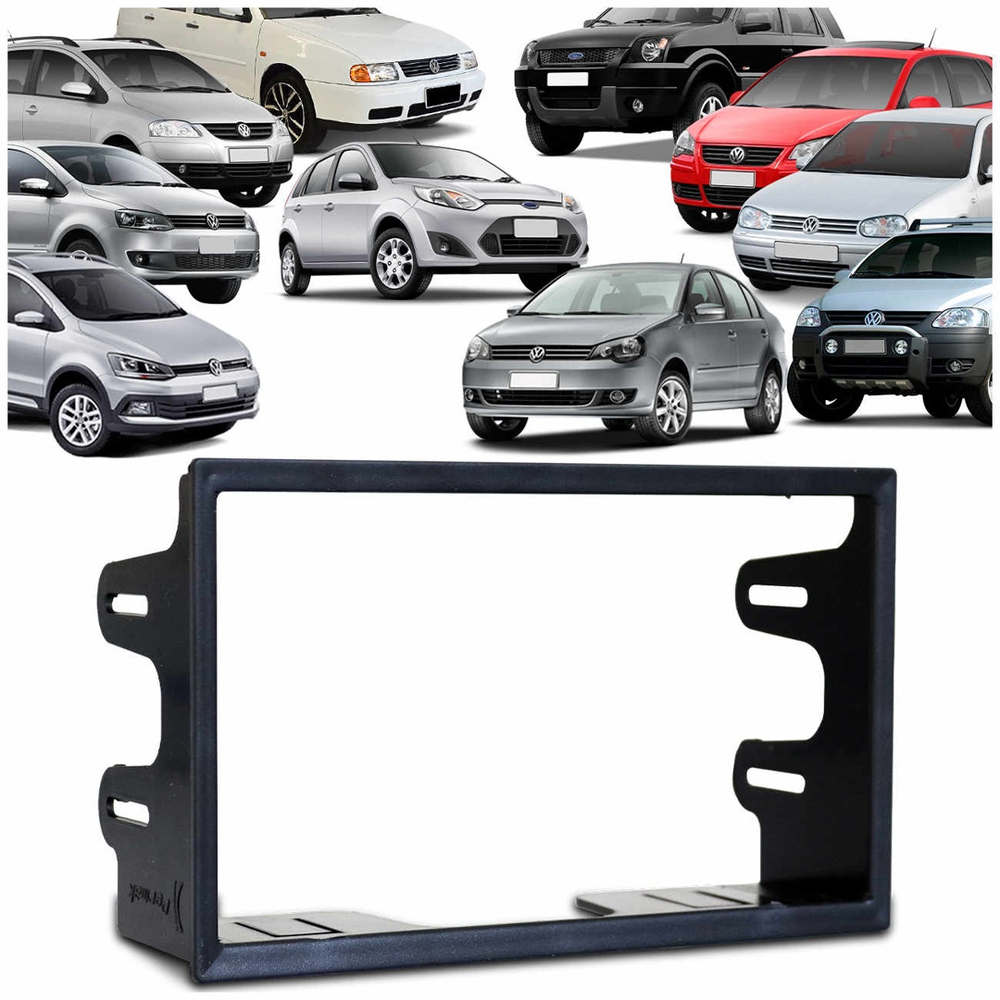 Moldura Painel 2 Din Golf Polo Bora Ecosport Fiesta Fox Crossfox Preto