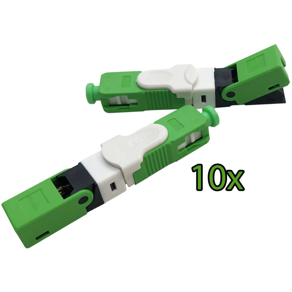 10 Conector Reutilizável Fibra Óptica Ftth Sc Apc Verde no Shoptime