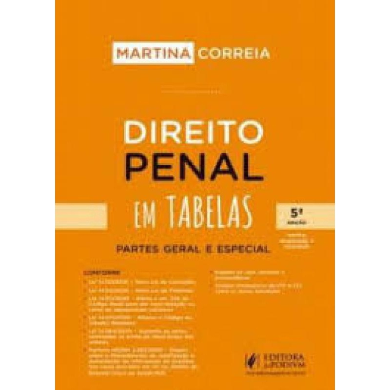 Livro Direito Penal Em Tabelas Partes Geral E Especial Submarino