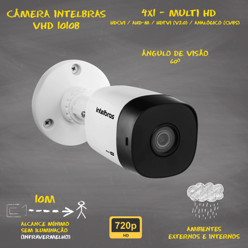 Kit Intelbras 6 câmeras vhd 1010 HD 1mp 10m dvr de 8 canais em Promoção