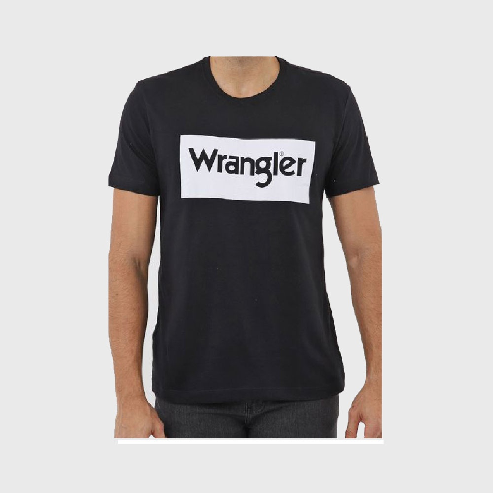 Camiseta Masculina Wrangler Preta Estampada Urbano em Promoção