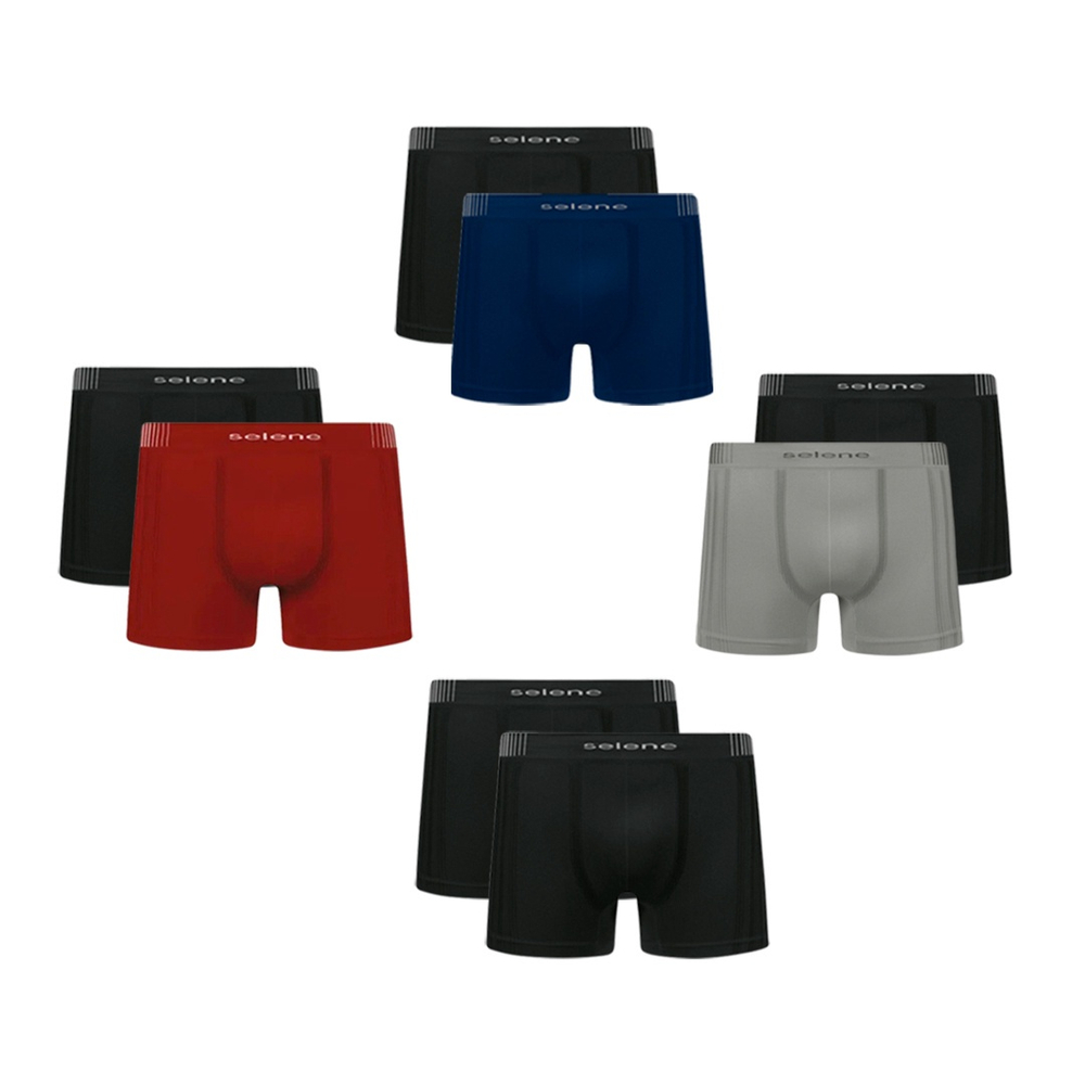 Kit C 8 Cueca Boxer Selene Sem Costura Em Poliamida Submarino