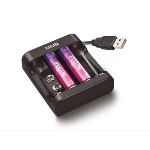 Kit Carregador De Pilhas Bateria Usb Pilhas Aa Elgin No Shoptime