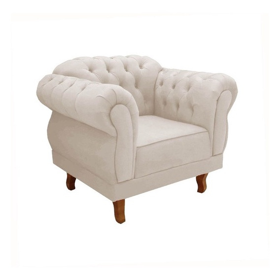 Poltrona Decorativa Chesterfield Capitonê Elisabeth Suede Nude Submarino