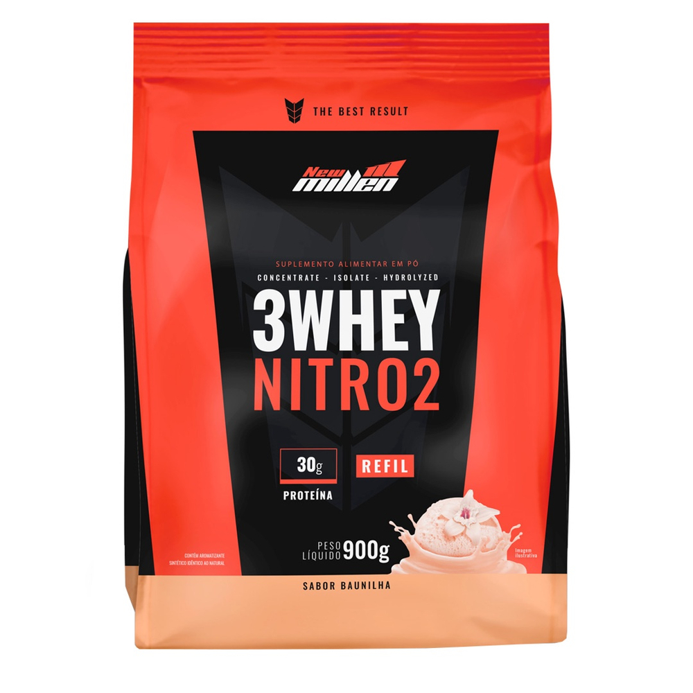 3 Whey Nitro 2 Baunilha Refil 900g New Millen Submarino