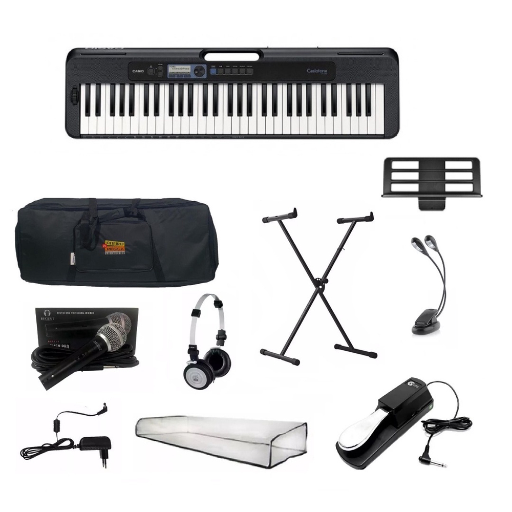 Teclado Casio Casiotone CT S300 Preto Completo Kit Mãe Submarino