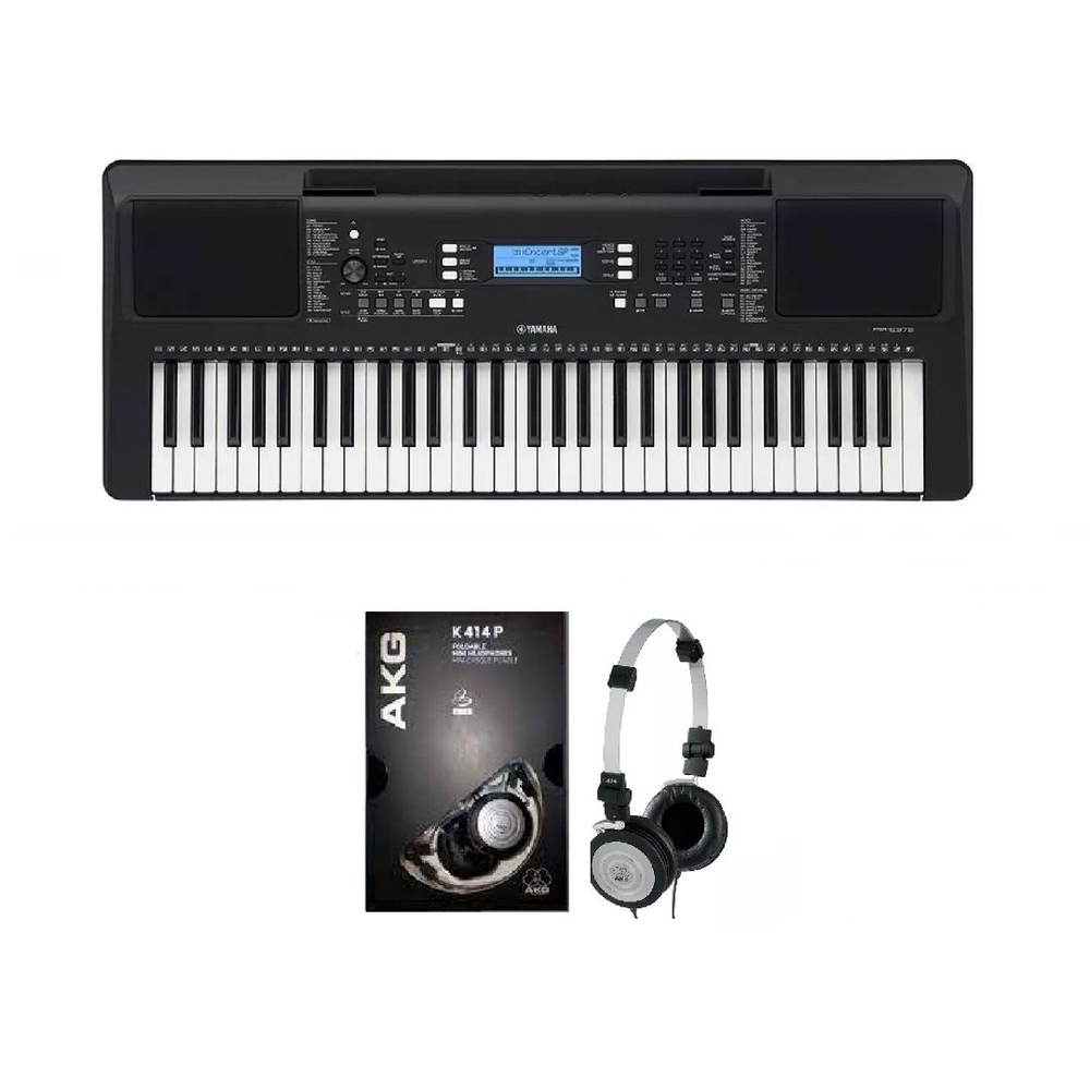 Kit Teclado Yamaha Arranjador psr E373 Preto Fone K414 em Promoção