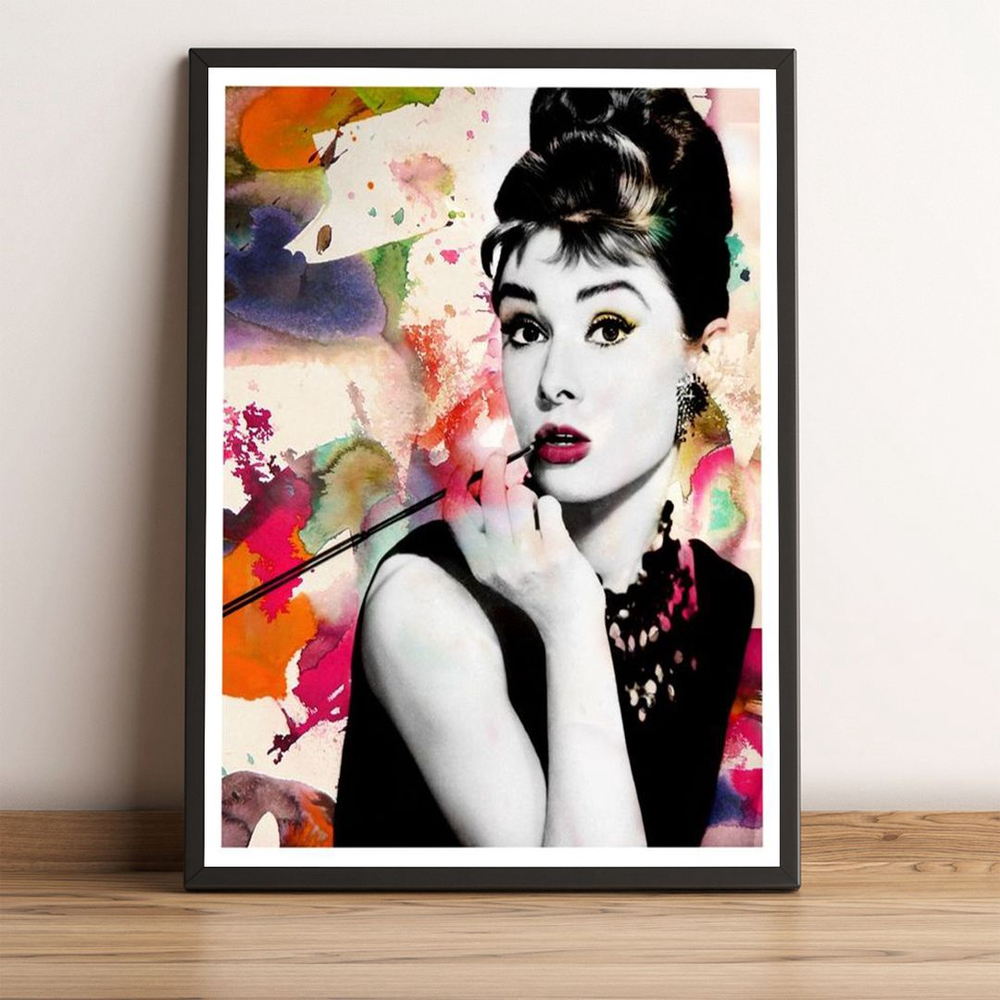 Quadro Decorativo Audrey Hepburn Foto Aquarela No Shoptime