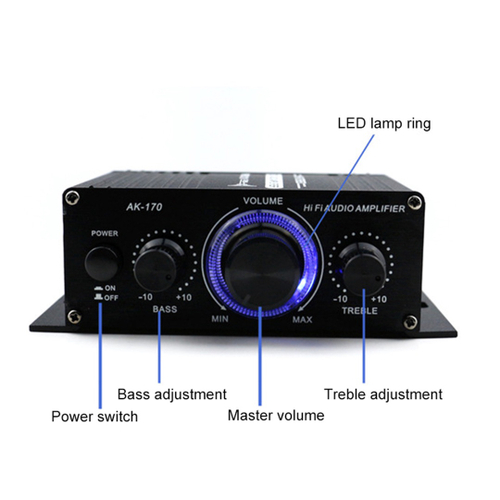 AK170 Mini amplificador de potência para carro receptor de áudio