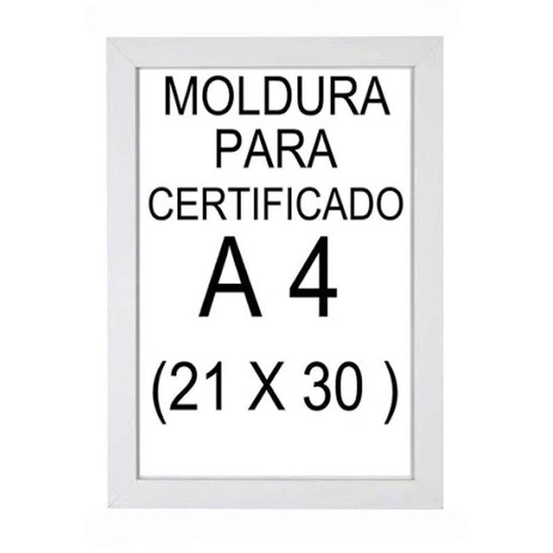 Moldura Para Certificado Diploma A4 21X30 Branca Vidro Submarino