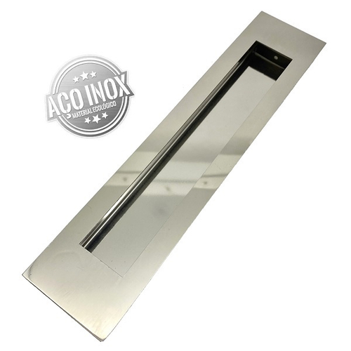 Puxador Concha de embutir aço inox Polido brilhante 60cm Submarino