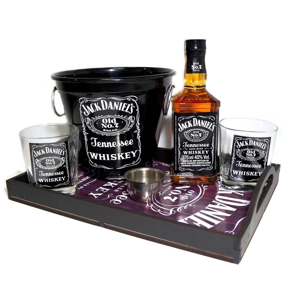 Kit Master Whisky Jack Daniel S 375ml Bandeja Balde 2 Copos E