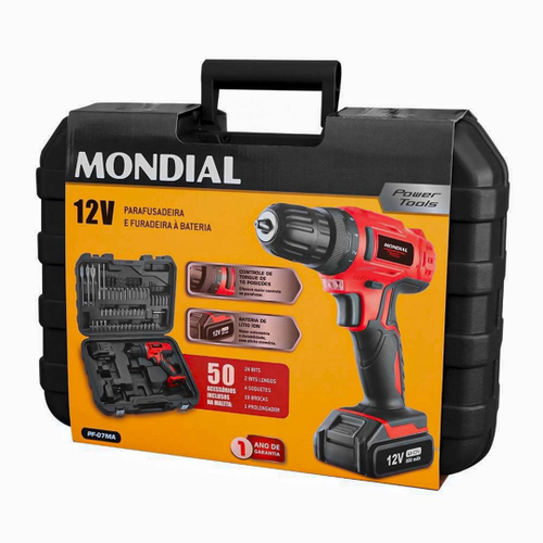 Parafusadeira Furadeira Bateria Power Tools C Maleta Mondial Pf