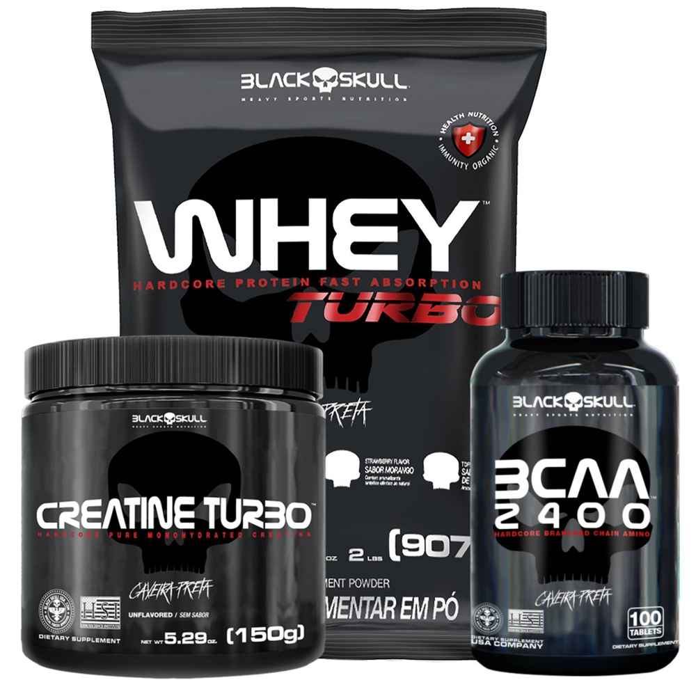 Combo Whey 907g Bcaa 100 Caps Creatina 150g Black Skull Submarino