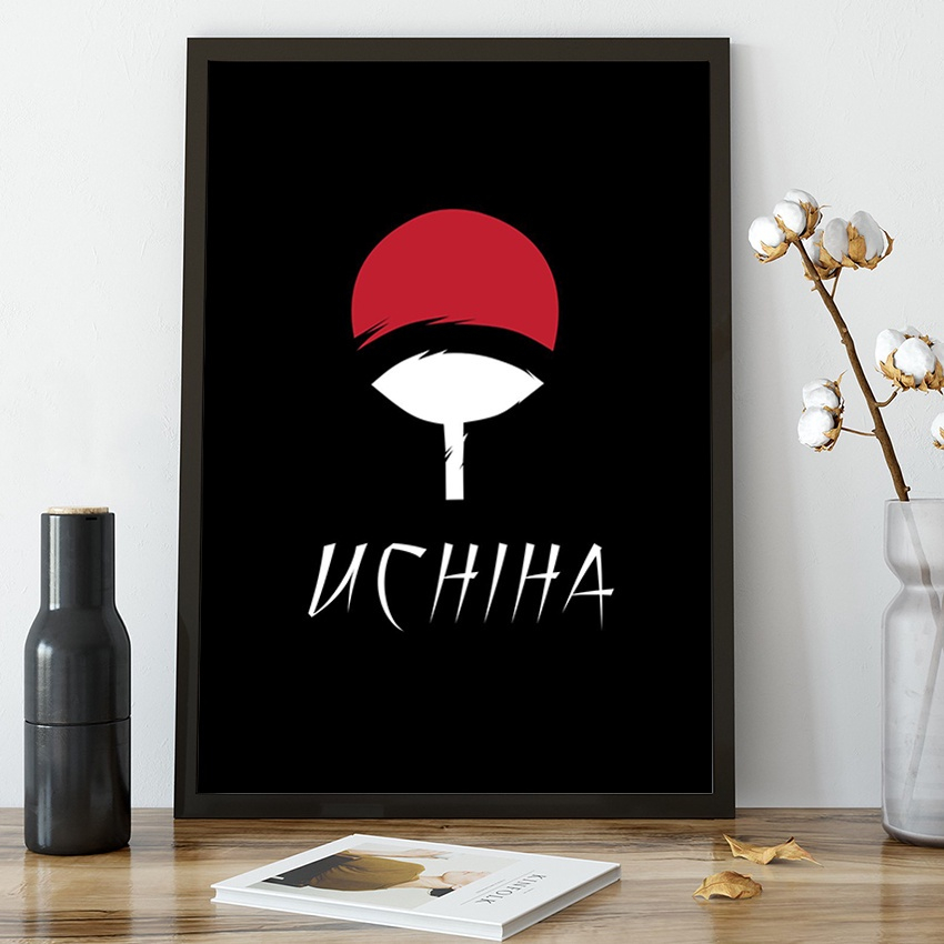 Quadro decorativo Poster Simbolo Clã Uchiha Naruto Anime Art para sala