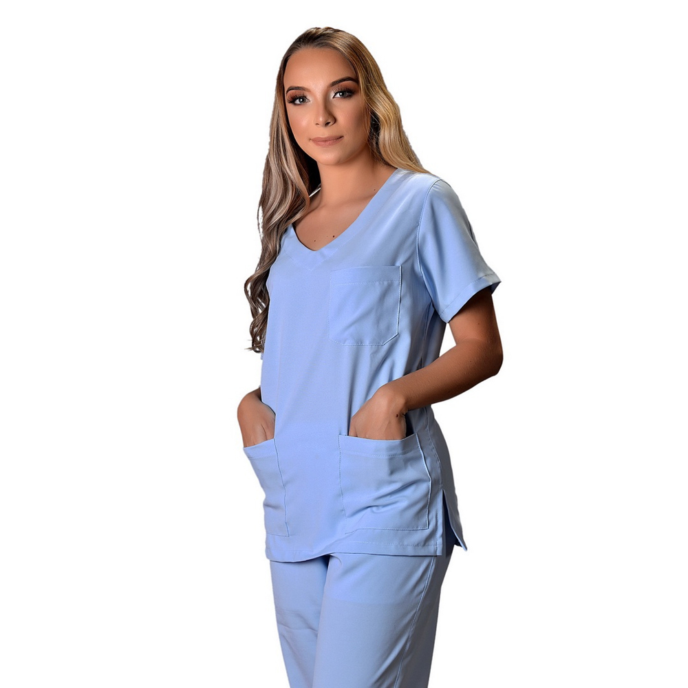 Pijama Cirúrgico Conjunto Hospitalar Feminino Scrub Gola V em Promoção