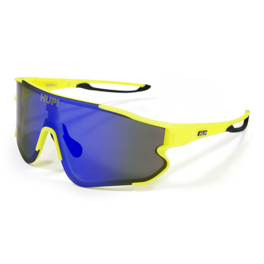 Culos De Sol Esportivo Hupi Bornio Amarelo Neon Preto Lente Azul