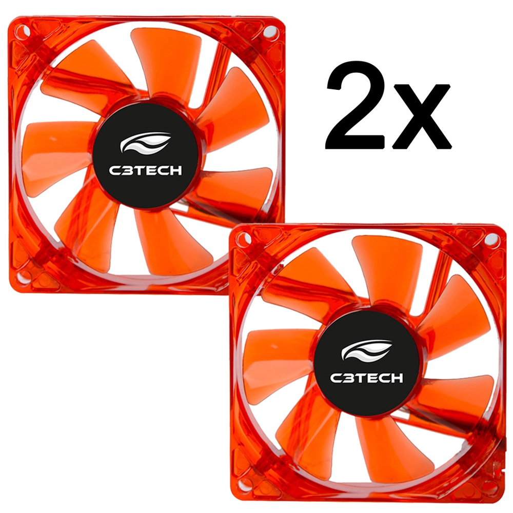 Kit 2 Cooler Fan Gamer 80mm Silencioso Led Vermelho Storm Series