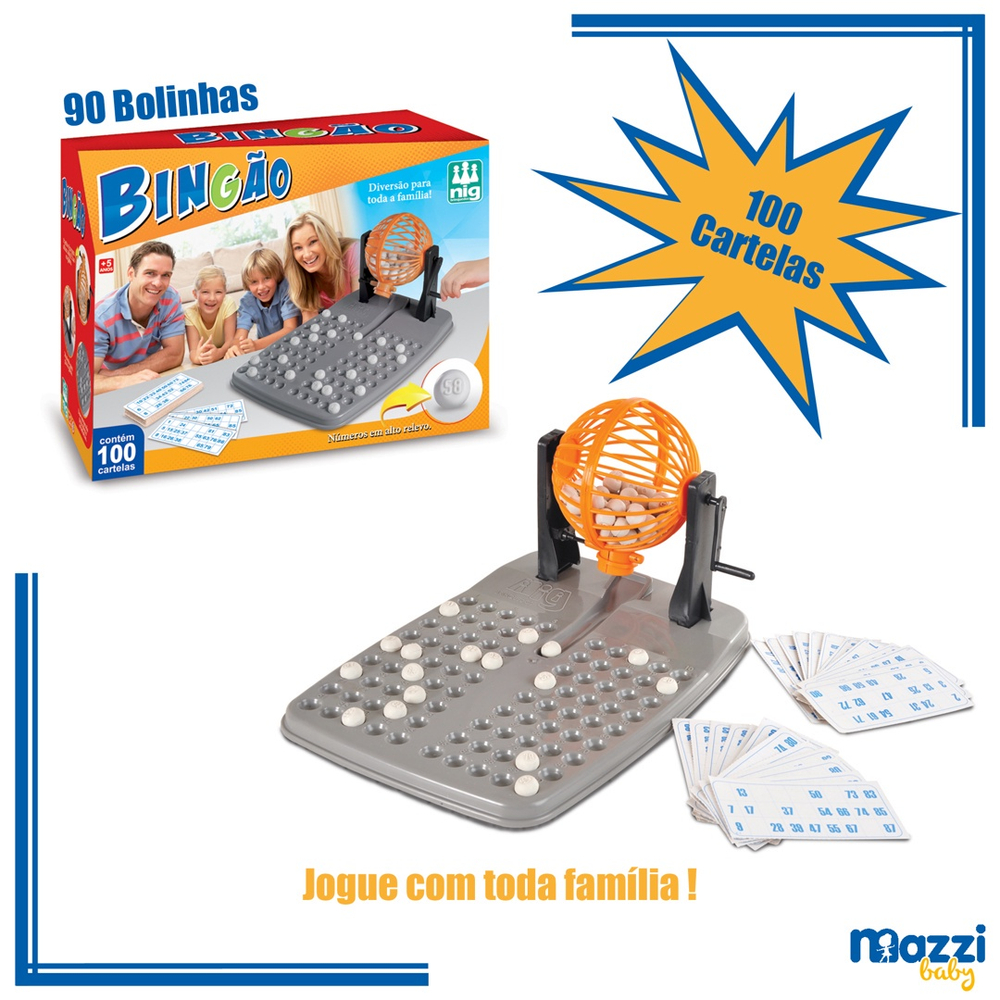 Jogo de Bingo Bingão 100 Cartelas e Globo Giratório Nig no Shoptime