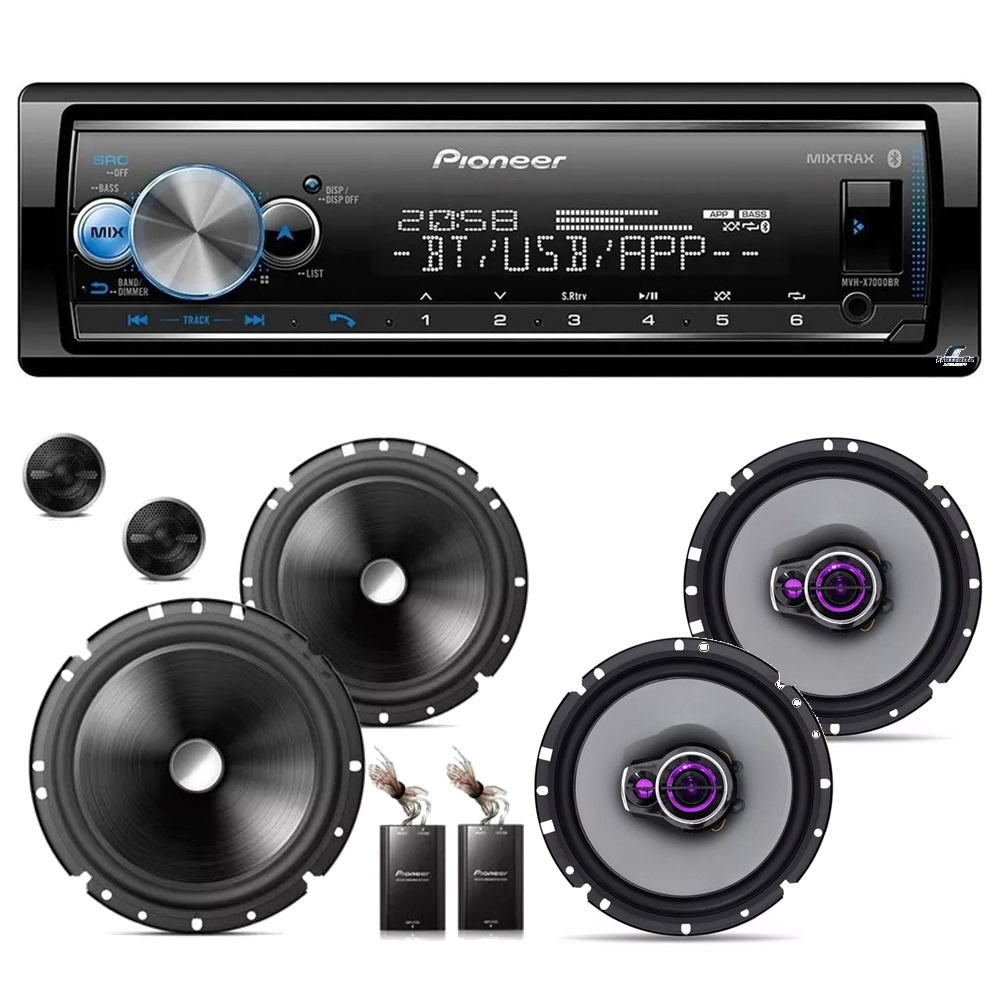 Pioneer Aparelho Som Mvh X7000br Bluetooth Spotify Kit 2 Vias Ts